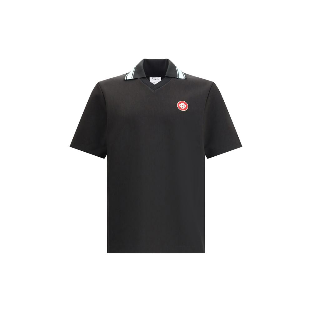 Casablanca Black Viscose Polo Shirt