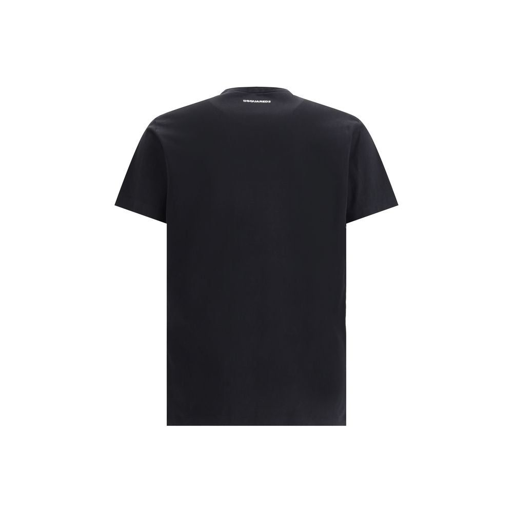 Back view of Dsquared² Black Cotton T-Shirt with contrasting monogram, perfect for adding personality to casual outfits, AW25 collection.
