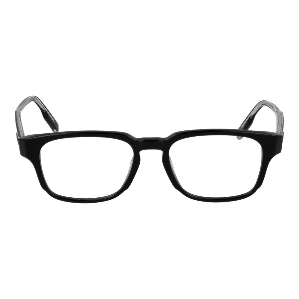 Ermenegildo Zegna Black Men Glasses Frame, acetate full-rim rectangular design, 53-18-145 size, with demo lenses, includes branded case.