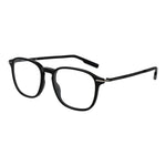 Ermenegildo Zegna Black Men Glasses Frame, full-rim black acetate square design with demo plastic lenses, size 52-18-145.