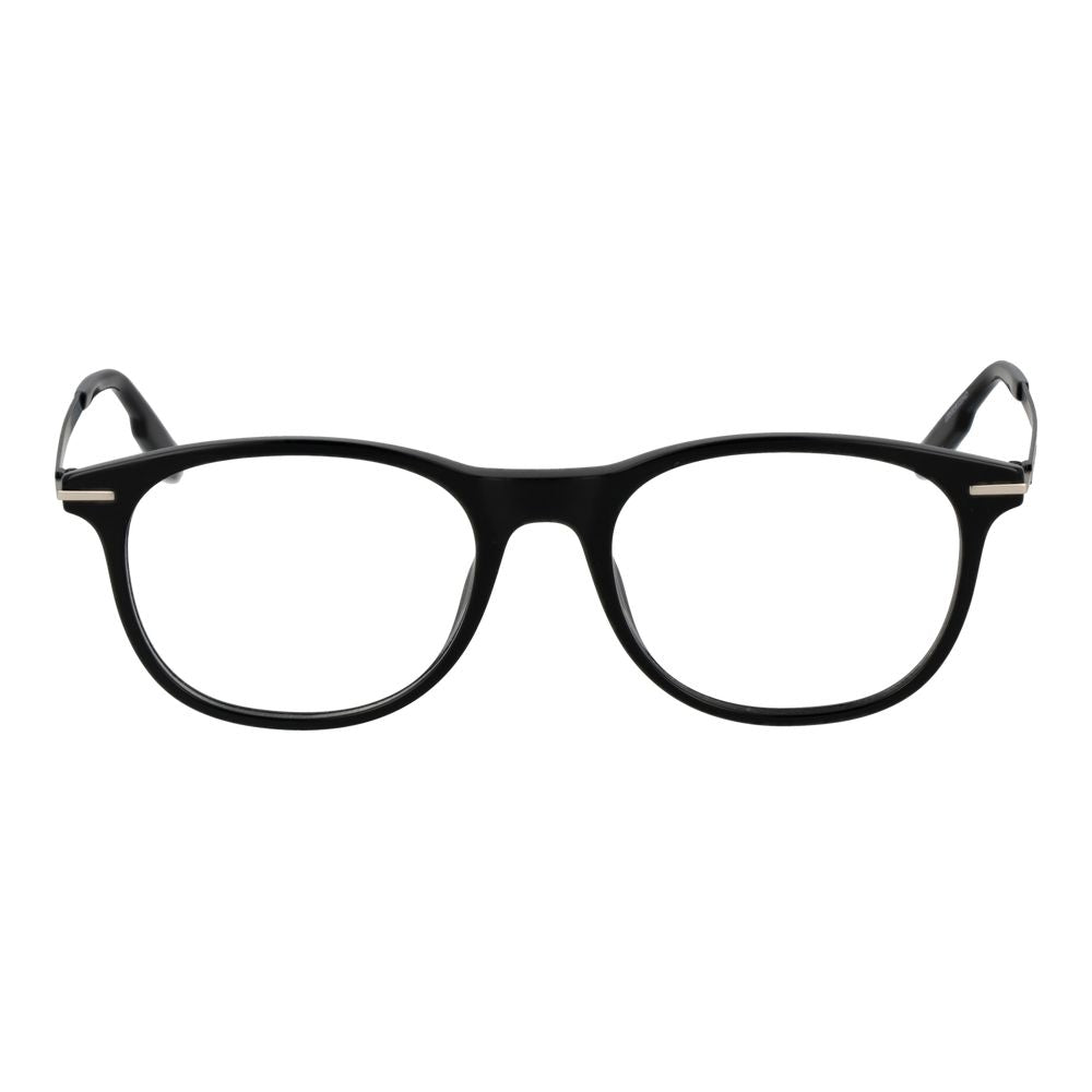Ermenegildo Zegna Black Men Glasses Frame, full-rim plastic panto design, stylish eyewear for men.