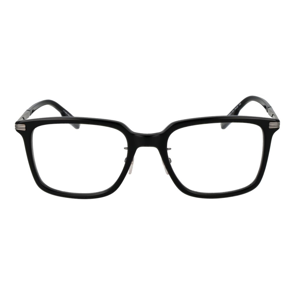 Ermenegildo Zegna Black Men Glasses Frame with square full-rim acetate design, size 54-20-145, includes branded case.