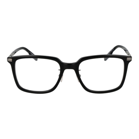 Ermenegildo Zegna Black Men Glasses Frame with square full-rim acetate design, size 54-20-145, includes branded case.