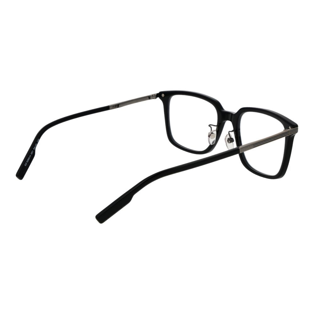 Ermenegildo Zegna Black Men Glasses Frame in acetate, full-rim, square shape, size 54-20-145. Includes branded case. No lens effect.