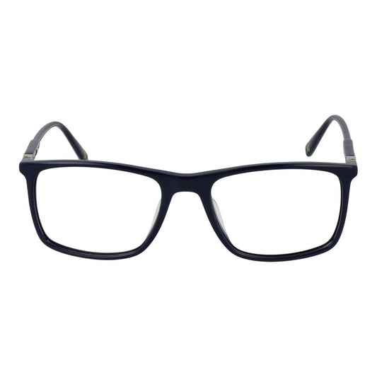 Fila Blue Men Glasses Frame, full-rim rectangle style, cellulose acetate with demo lenses, featuring spring hinge, size 53-18-145.