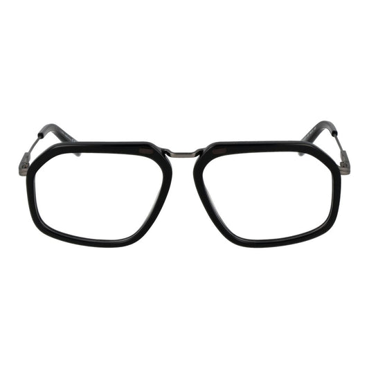 Ermenegildo Zegna Black Men Glasses Frame, full-rim metal aviator style, lens width 56, bridge width 15, temples length 145.