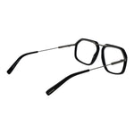Ermenegildo Zegna Black Men Glasses Frame in metal, full-rim aviator style, demo plastic lenses, includes branded case, size 56-15-145 mm.