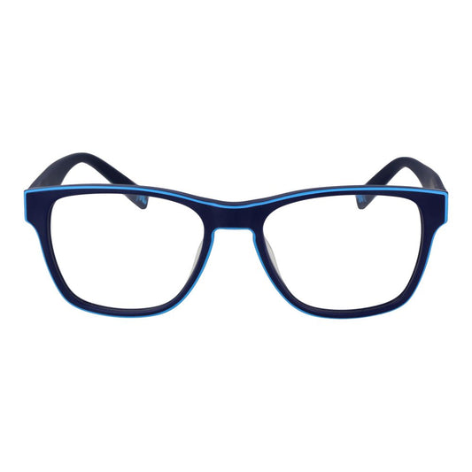 Fila Blue Men Glasses Frame in cellulose acetate with full-rim square design, demo lenses, blue color, size 54-18-140, UVA & UVB protection.