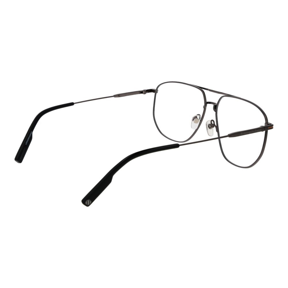 Ermenegildo Zegna Gray Men Glasses Frame in titanium full-rim aviator style with demo lenses, UVA&UVB protection, including branded case.