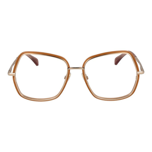 Max Mara Gold Women Glasses Frame, metal full-rim, demo plastic lenses, gold color, dimensions: lenses width 55mm, bridge 17mm, temples 140mm.