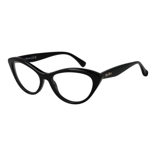 Max Mara Black Women Glasses Frame in cat-eye style, full-rim acetate with demo lenses. Includes branded case, size 53-16-140.