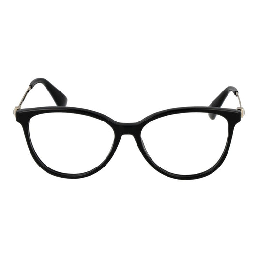 Max Mara Black Women Glasses Frame, full-rim black acetate with round shape, 54mm lenses, 140mm temples, demo lenses included.