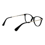 Max Mara Black Women Glasses Frame in full-rim round style, black acetate material, side view with 140mm temples.