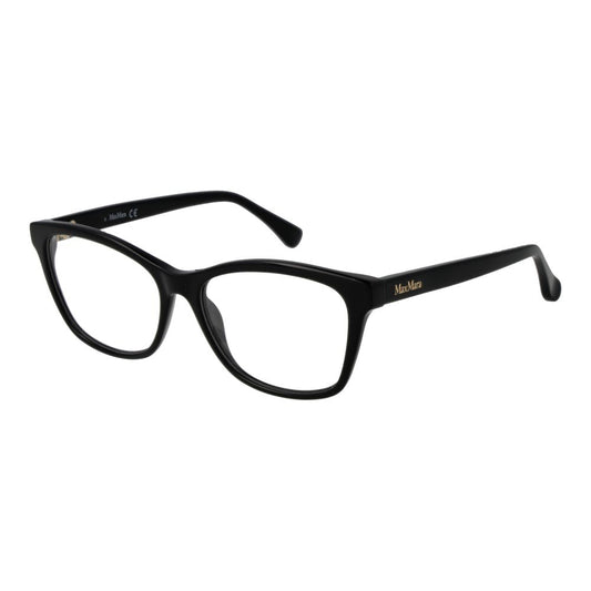 Max Mara Black Women Glasses Frame in acetate, full-rim rectangle style, demo lenses, 54-15-140 size with branded case included.