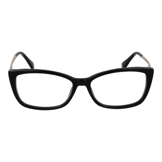 Max Mara Black Women Glasses Frame, full-rim rectangular black plastic eyewear with demo lenses, size 54-15-140, 140 temples length.