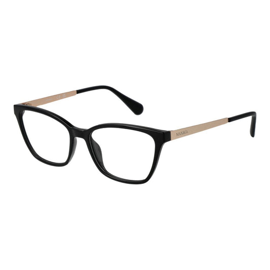 Max & Co Black Women Glasses Frame, full-rim rectangle shape, black plastic material with demo lenses, includes branded case.