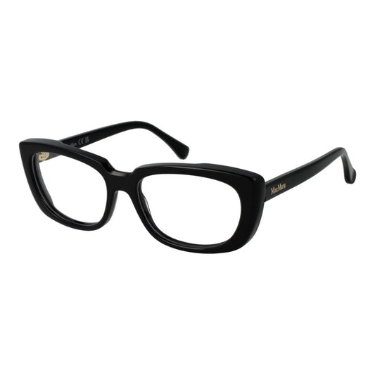 Max Mara Black Women Glasses Frame, full-rim acetate, rectangle style with demo lenses, includes branded case, size 54-16-140.