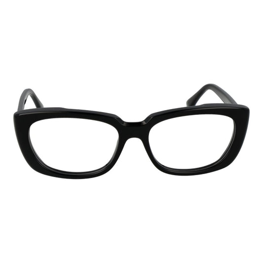 Max Mara Black Women Glasses Frame in acetate, full-rim rectangle style, demo lenses, size 54-16-140, black color.