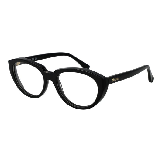 Max Mara Black Women Glasses Frame, cat eye style, acetate material, full-rim, demo lenses, black color, 53 lens width, branded case included.