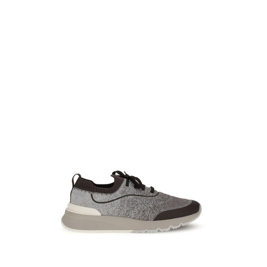 Brunello Cucinelli Gray Cotton Athletic Sneakers Brunello Cucinelli