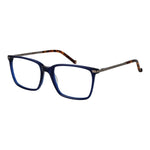 Hackett Blue Men Glasses Frame, full-rim plastic with square style, 56-19-145 size, demo lenses included, no extra protection.