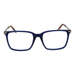 Hackett Blue Men Glasses Frame, square full-rim plastic, size 56-19-145, featuring blue demo lenses, includes branded case.