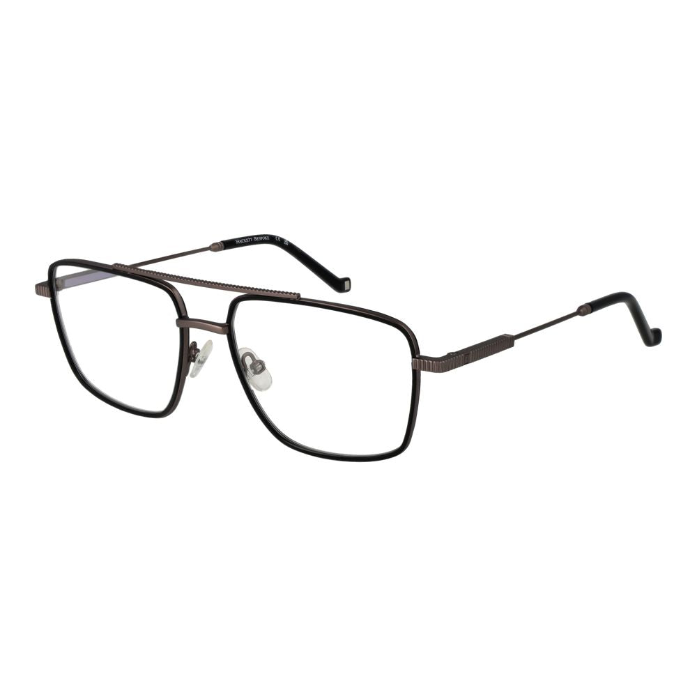 Hackett Gray Men Glasses Frame, full-rim metal aviator in gunmetal with demo lenses, size 55-17-145, includes branded case.