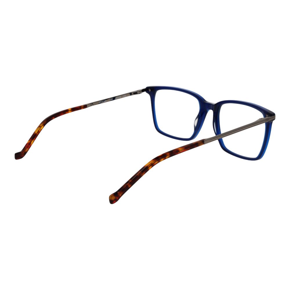 Hackett Blue Men Glasses Frame full-rim plastic frame with square style, demo lenses, temple detail, and branded case included.