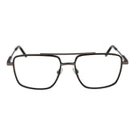 Hackett Gray Men Glasses Frame in gunmetal full-rim aviator style with metal frame and demo lenses, size 55-17-145, includes branded case.
