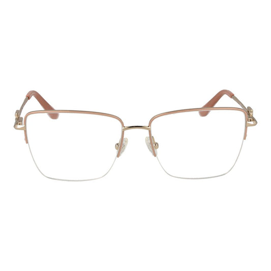 Guess Pink Women Glasses Frame, half-rim metal, rose color, square style, 55-16-140 size, includes branded case.