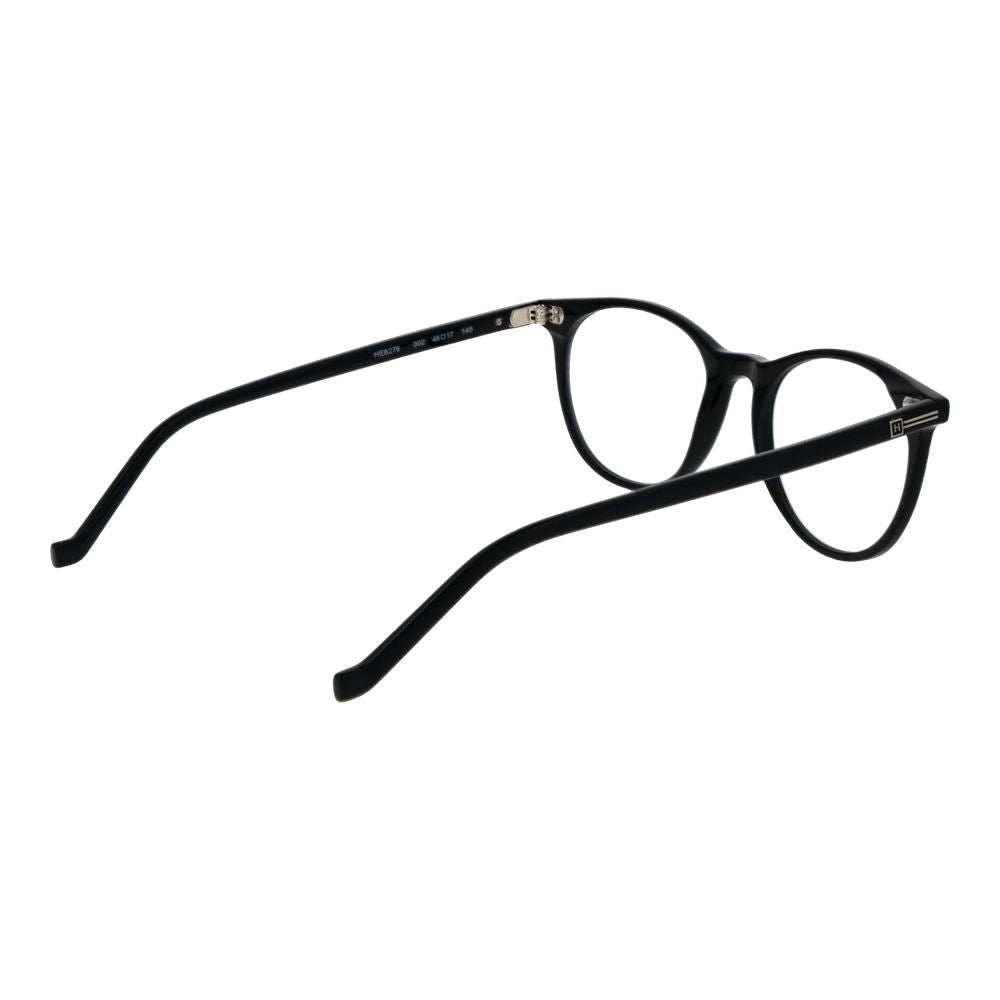 Hackett Black Men Glasses Frame in full-rim black acetate, demo lenses for men, size 48-17-145 with panto style.