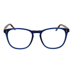 Hackett Blue Men Glasses Frame in full-rim blue acetate, size 52-18-145, with demo plastic lenses and branded case shipment.