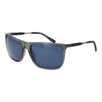 Timberland Gray Men Sunglass with blue polarized lenses, full-rim grey plastic frame, rectangle shape. 100% UVA & UVB protection.