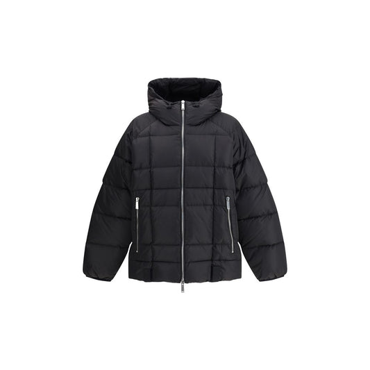 Dsquared² Black Polyamide Coat with quilted design and wrap-around hood for winter protection and style.
