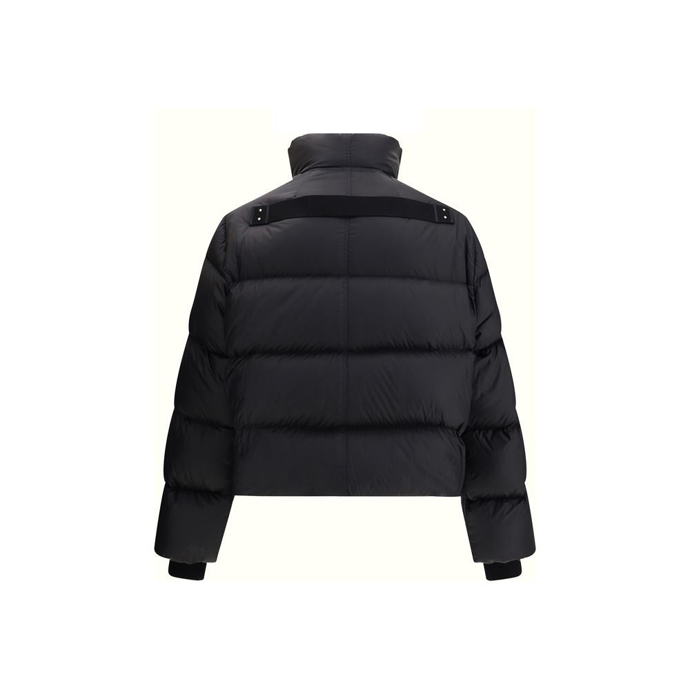 Rick Owens Black Polyamide Jackets And Coat with quilted design and high collar, showcasing urban style and comfort.