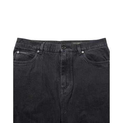 Dolce & Gabbana Black Denim Wide Leg Relaxed Fit Pants Jeans