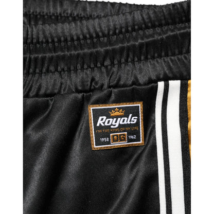 Dolce & Gabbana Black Gold Satin Crown Side Stripe Jogger Pants
