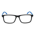 Fila Gray Men Glasses Frame with full-rim rubber rectangular design and blue temple tips.