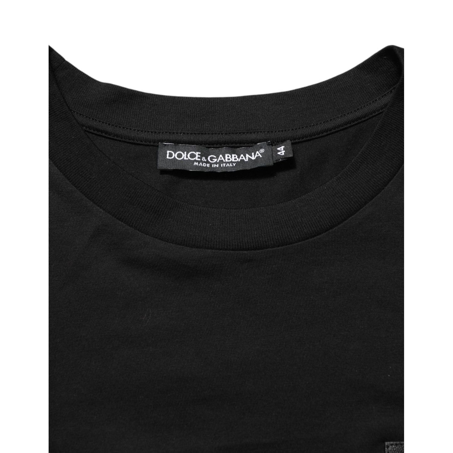 Dolce & Gabbana Black Logo Plaque Cotton Crew Neck T-shirt