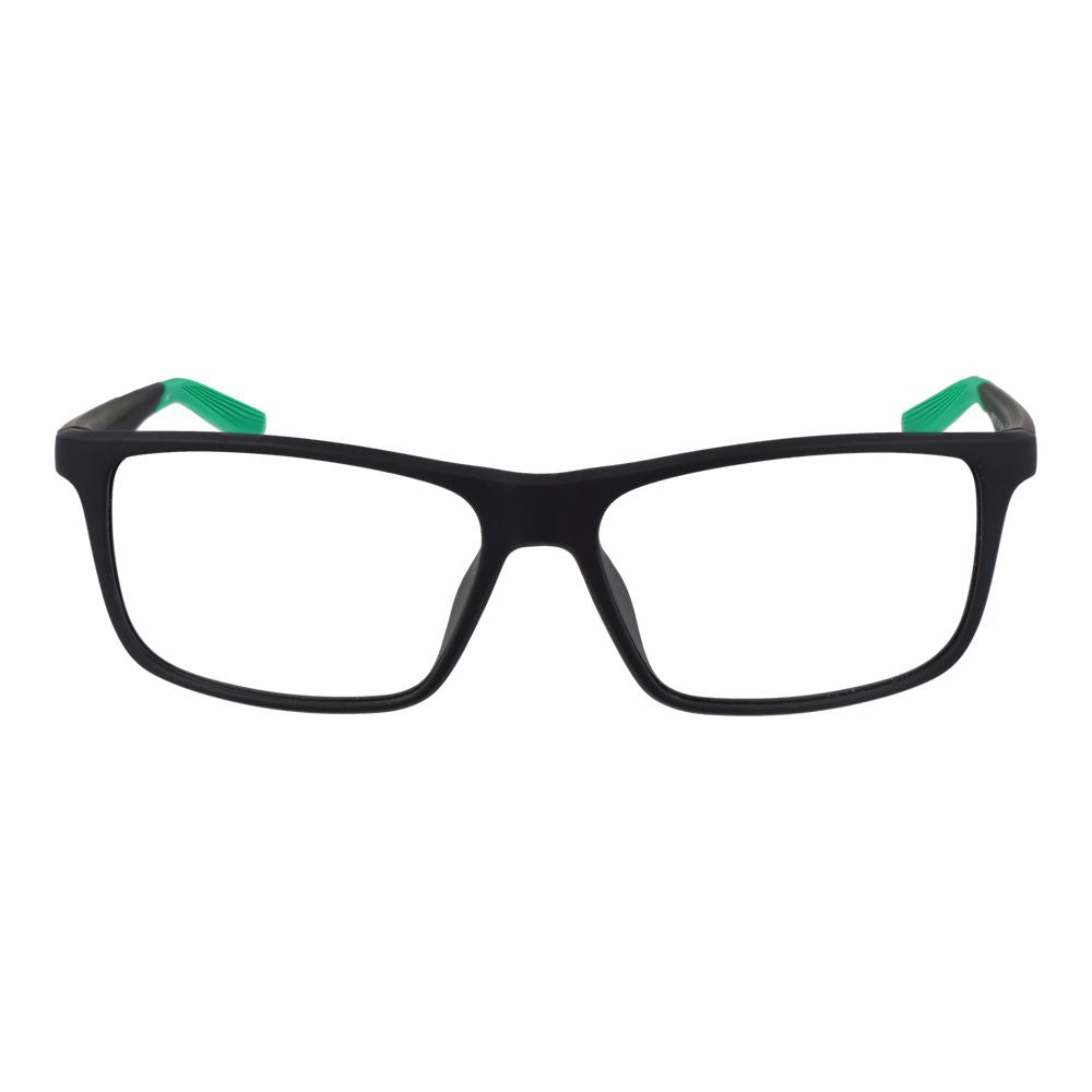 Nike Gray Men Glasses Frame with full-rim stainless steel design, rectangle shape, size 56-15-145, and grey color for men.