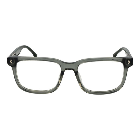Lozza Gray Men Glasses Frame in cellulose acetate with full-rim rectangle style, demo plastic lenses, and 145mm temples.