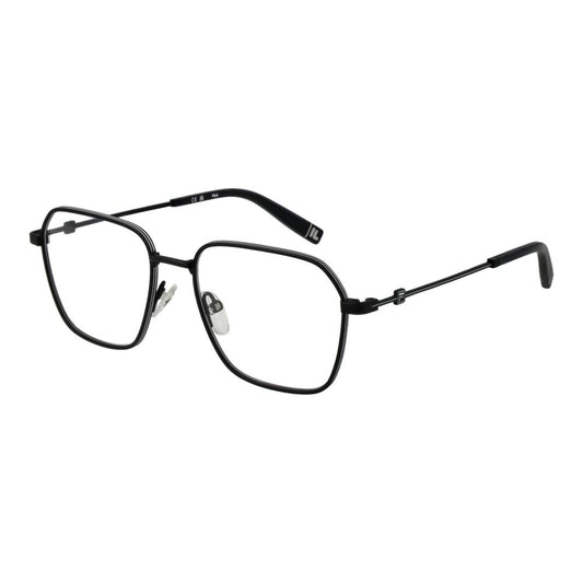 Fila Black Unisex Glasses Frame with stainless steel full-rim square design and demo lenses.