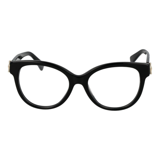 Longchamp Black Women Glasses Frame in acetate with full-rim butterfly style featuring demo lenses.
