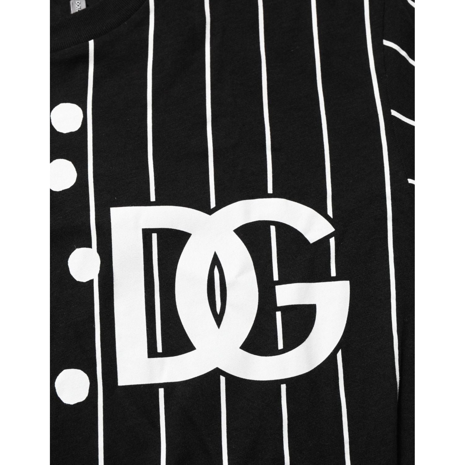 Dolce & Gabbana Black Cotton Polka Dots Round Neck T-shirt