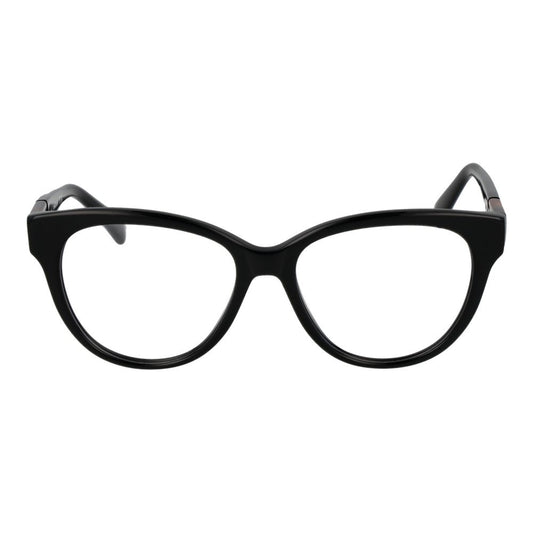 Longchamp Black Women Glasses Frame in acetate full-rim style with demo lenses, size 53-16-140, featuring a panto design.