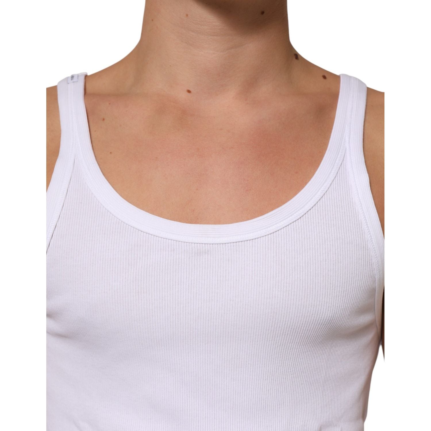 Dolce & Gabbana White Sleeveless Round Neck Tank Top T-shirt