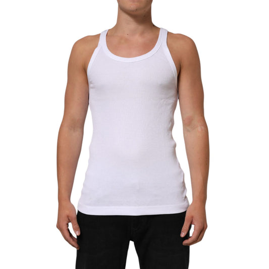 Dolce & Gabbana White Sleeveless Round Neck Tank Top T-shirt