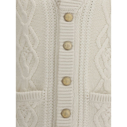 Brunello Cucinelli White Cashmere Cardigan