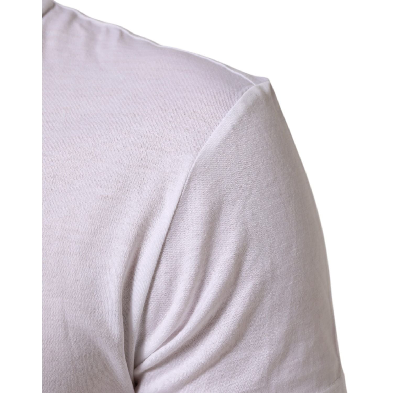 Dolce & Gabbana White Logo Print Cotton Men Crew Neck T-shirt