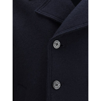 Stone Island Blue Fleece Wool Coat
